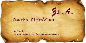 Zsurka Alfréda névjegykártya